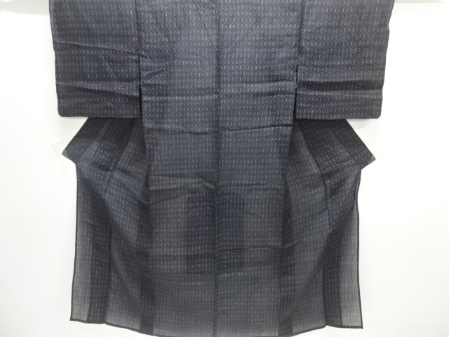 JAPANESE KIMONO / ANTIQUE SUMMER KIMONO / SILK / WOVEN ABSTRACT PATTERN